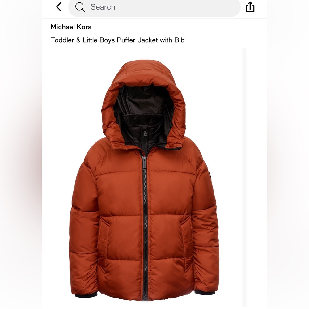 Michael Kors Toddler Boys Orange Puffer Jacket